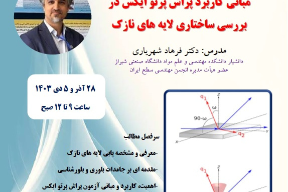 برگزاری کارگاه آموزشی مبانی کاربرد پراش پرتو ایکس (XRD) در بررسی ساختاری لایه های نازک